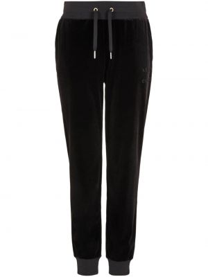 Welurowe haftowane spodnie sportowe Armani Exchange czarne