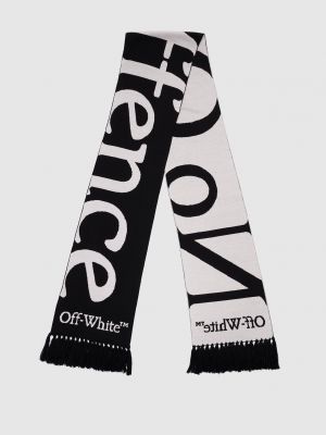 Черный шерстяной шарф с бахромой Off-white