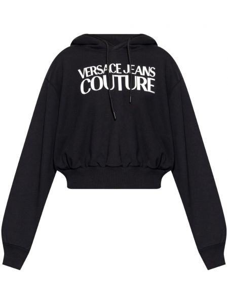 Baskılı pamuklu hoodie Versace Jeans Couture