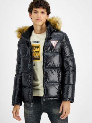 Пуховик Guess с капюшоном черный