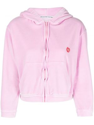 Velours hoodie mit reißverschluss Alexander Wang pink