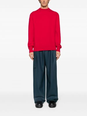 Vlněný svetr s kulatým výstřihem Jil Sander růžový