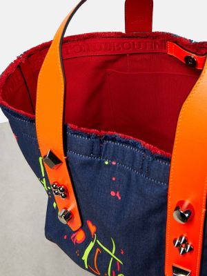 Nákupná taška s potlačou Christian Louboutin modrá