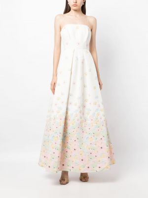 Sukienka koktajlowa w kwiatki z nadrukiem Sachin & Babi biała