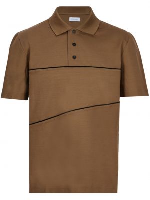 Βαμβακερό πουκάμισο με κέντημα Ferragamo καφέ