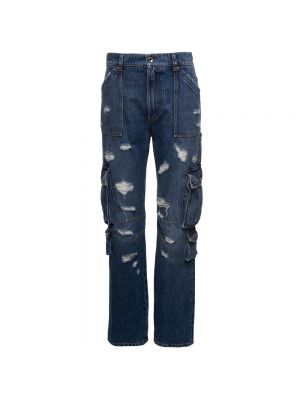 Straight leg jeans a vita alta distressed Dolce & Gabbana blu