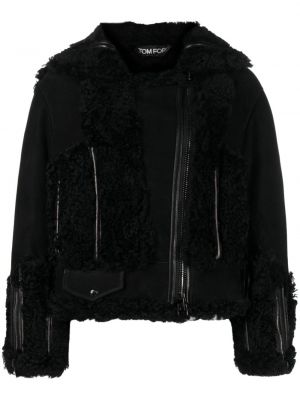 Kožená bunda na zip Tom Ford černá