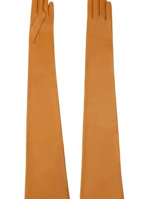 Кожаные перчатки Saint Laurent коричневые