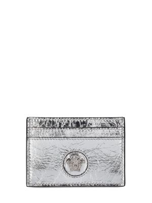 Iš natūralios odos piniginė Versace sidabrinė