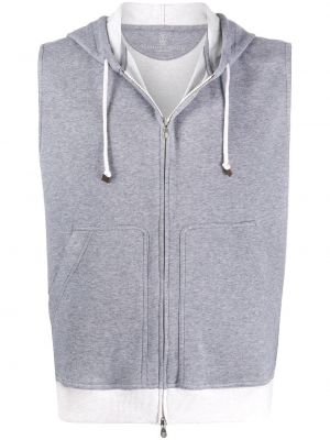 Ärmlös hoodie Brunello Cucinelli grå