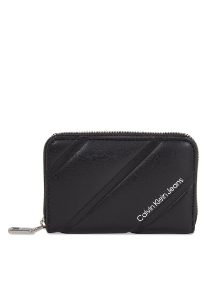 Pikowany portfel na zamek Calvin Klein Jeans czarny
