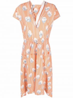 Midi obleka s cvetličnim vzorcem s potiskom Kenzo oranžna