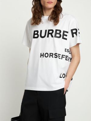 Памучна тениска Burberry бяло