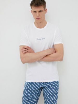 Piżama z printem Calvin Klein Underwear, biały