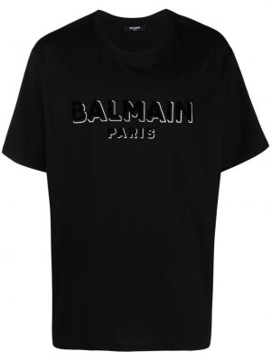 Kokvilnas t-krekls Balmain melns