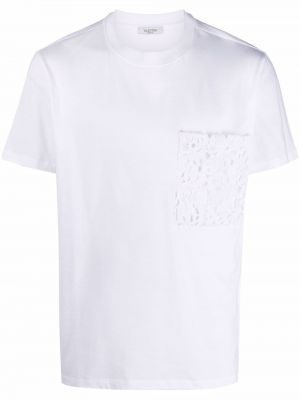 Camiseta con bolsillos de encaje Valentino blanco