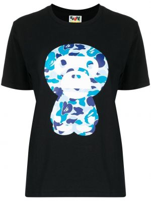 Abstrakt trykk trykt bomull t-skjorte A Bathing Ape® svart