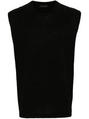 Bavlnená košeľa s okrúhlym výstrihom Roberto Collina čierna
