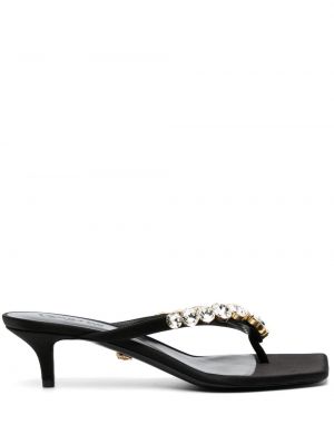 Sandali s kristali Versace črna