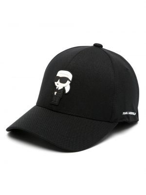 Памучна шапка с козирки Karl Lagerfeld черно