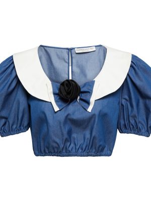 Bombažna bluza Alessandra Rich modra