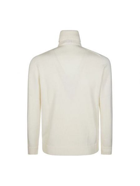 Jersey cuello alto de lana de lana merino de tela jersey Drumohr blanco