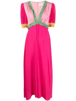 Viskózové přiléhavé šaty s výstřihem do v Saloni - růžová