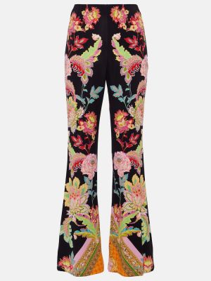 Jersey hlače z visokim pasom s cvetličnim vzorcem Camilla