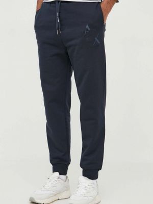 Pantaloni sport din bumbac Armani Exchange albastru