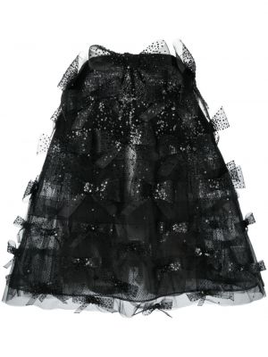 Tylové koktejlové šaty Oscar De La Renta černé