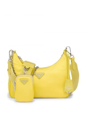 Найлонови чанта за ръка Prada жълто