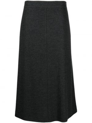 Kašmírová midi sukňa Brunello Cucinelli sivá
