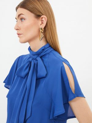 Блузка с рюшами Karen Millen синяя