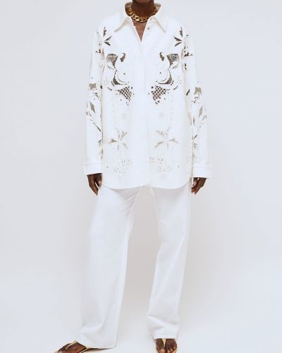 Jeansy z wysoką talią bawełniane relaxed fit Valentino białe
