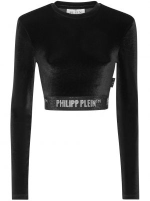 Crop top velvetinis Philipp Plein juoda