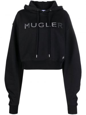 Kokvilnas kapučdžemperis Mugler melns