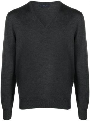 Пуловер с v-образно деколте Fay сиво