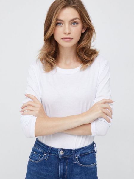 Памучна блуза с дълъг ръкав Armani Exchange бяло