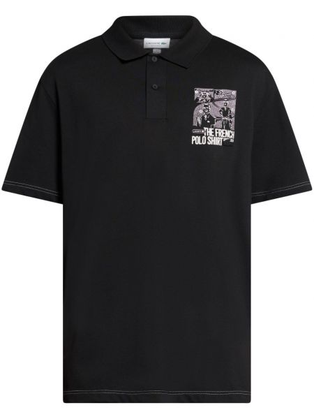 Raštuotas polo marškinėliai Lacoste juoda
