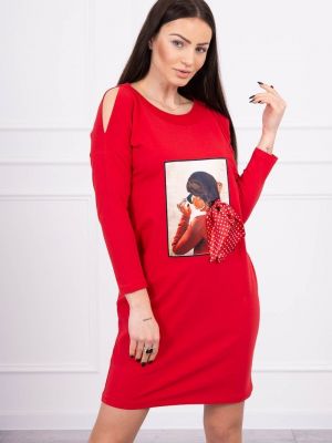Puntíkaté šaty s mašlí Kesi červené