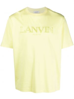 Памучна тениска бродирана Lanvin жълто
