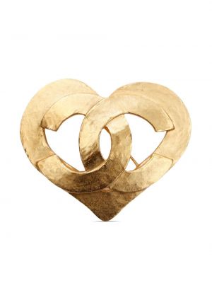 Broš s uzorkom srca Chanel Pre-owned zlatna