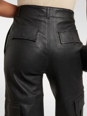 Usnjene kargo hlače Stouls črna