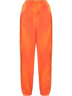 Памучни панталон с tie-dye ефект Daily Paper оранжево