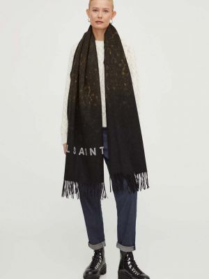 Шерстяной шарф Allsaints коричневый