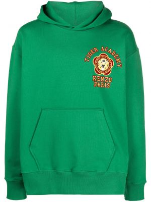 Raštuotas medvilninis džemperis su gobtuvu Kenzo žalia