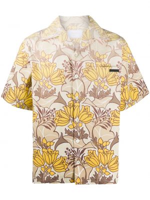 Košulja s cvjetnim printom s printom Prada žuta