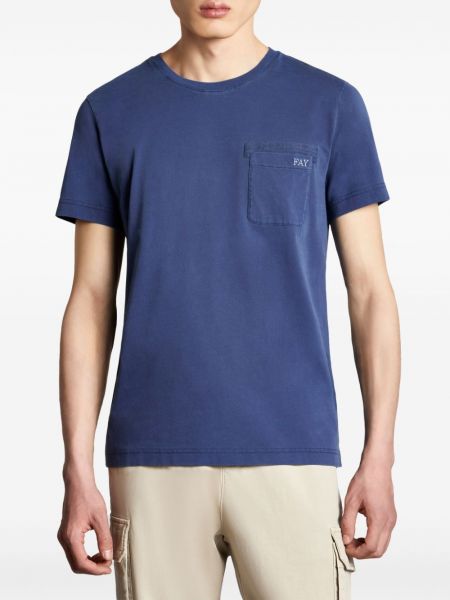 T-shirt brodé en coton Fay bleu
