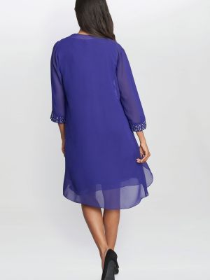 Шифоновое платье мини с бисером Gina Bacconi синее