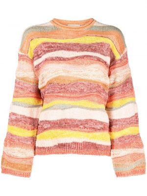 Pruhovaný bavlněný svetr z nylonu Ulla Johnson - oranžová
